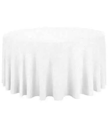 96" Round Fabric Tablecloth- White Party Expo
