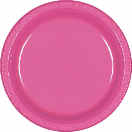 9" Bright Pink Plastic Plates (20ct) Party Expo