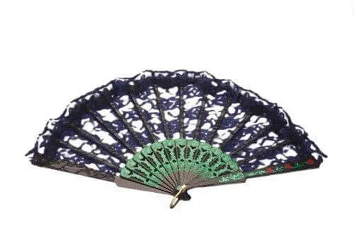 9" Lace Fan - Black & Green Party Expo