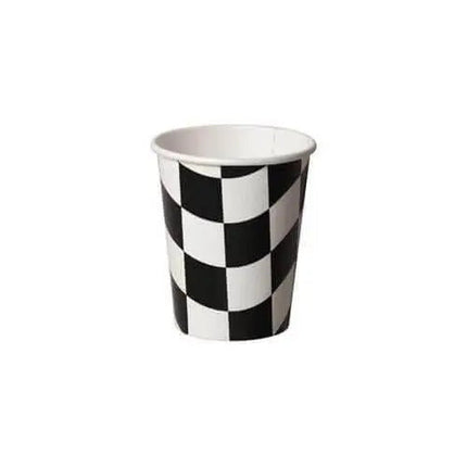 9oz Black & White Check Paper Cups (8ct) - Party Expo