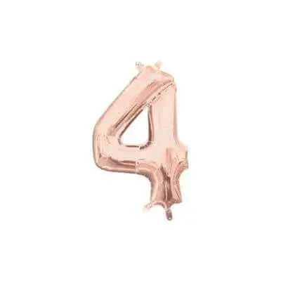 Anagram - 16" Number '4' Mylar Balloon - Rose Gold (Air-Filled) Party Expo