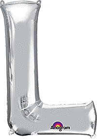 Anagram - 34" Letter 'L' Mylar Balloon - Silver Party Expo