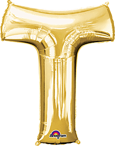 Anagram - 34" Letter 'T' Mylar Balloon - Gold Party Expo