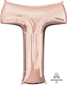 Anagram - 34" Letter 'T' Mylar Balloon - Rose Gold Party Expo