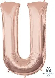Anagram - 34" Letter 'U' Mylar Balloon - Rose Gold Party Expo