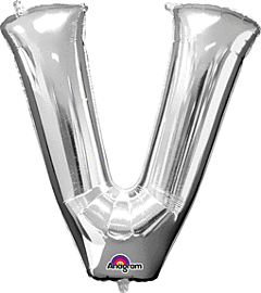 Anagram - 34" Letter 'V' Mylar Balloon - Silver Party Expo