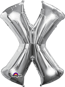 Anagram - 34" Letter 'X' Mylar Balloon - Silver Party Expo