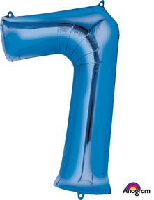 Anagram - 34" Number '7' Mylar Balloon - Blue Party Expo
