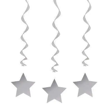 26" Silver Star Hanging Swirls (3ct) Party Expo