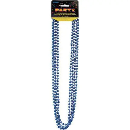 Bead Necklace-Blue Metallic - Party Expo