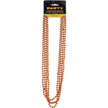 Bead Necklace-Orange Metallic - Party Expo