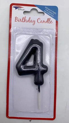 Black Birthday Candle - #4 - Party Expo