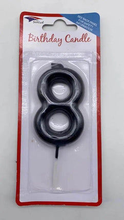 Black Birthday Candle - #8 - Party Expo