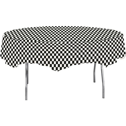 Black Check 82" Octagon Round Table Cover Party Expo