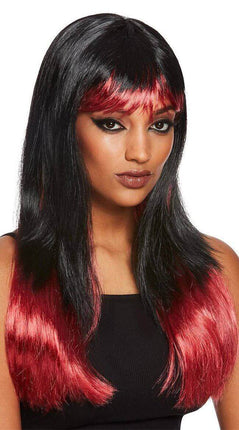Bleeding Dip Dye Wig (Black & Red) - Party Expo
