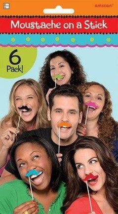 Fiesta Moustache On A Stick Multi Pak - Party Expo