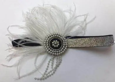 Flapper Headband White /Silver - Party Expo