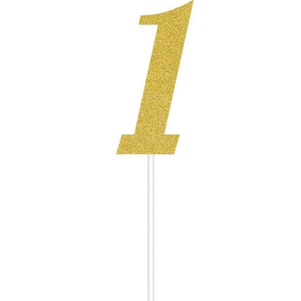 Gold Glitter Number '1' Cake Topper - Party Expo