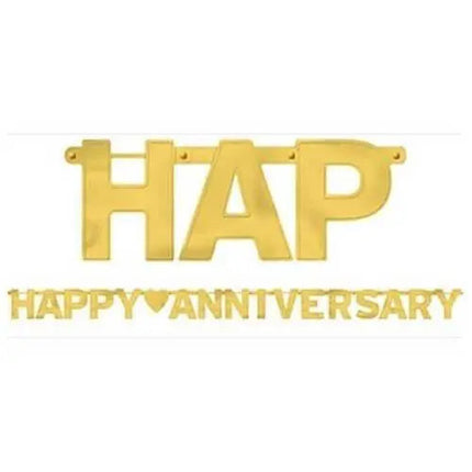 Happy Anniversary Gold Foil Letter Banner - Party Expo