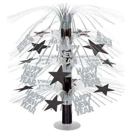 Happy New Year Cascade Centerpiece (Black And Silver) Party Expo