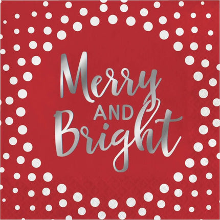 Holiday Sparkle & Shine Merry& Bright Lunch Napkins (16ct) - Party Expo