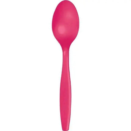 Hot Magenta Plastic Spoons - Party Expo