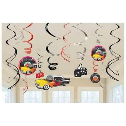 I Love Rock and Roll Classic 50s Hanging Swirl Decorations - Party Expo