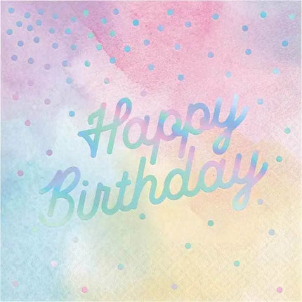 Iridescent Happy Birthday Lunch Napkin - Party Expo