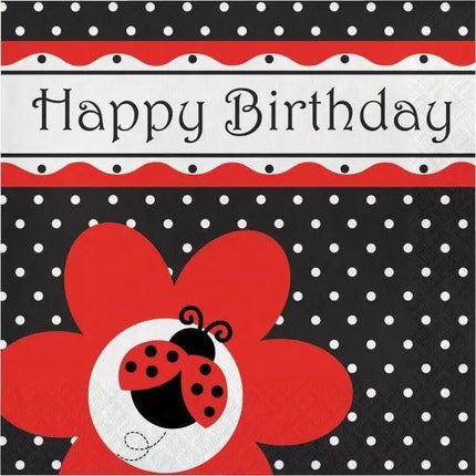 Ladybug Fancy Happy Birthday Lunch Napkins - Party Expo