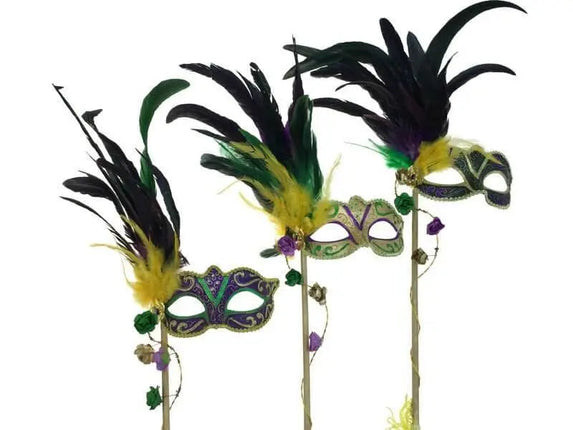 Mardi Gras Venetian Mask with Stick - Party Expo