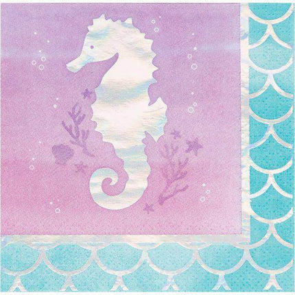 Mermaid Shine Iridescent Beverage Napkins (16ct) - Party Expo