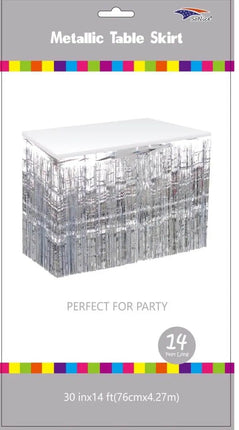 Metallic Table Skirt - Silver - Party Expo