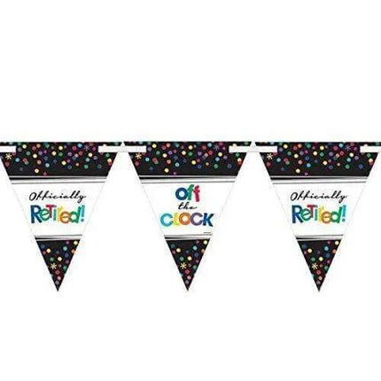 Officially Retired - Retirement Party Pennant Banner Kit - Party Expo