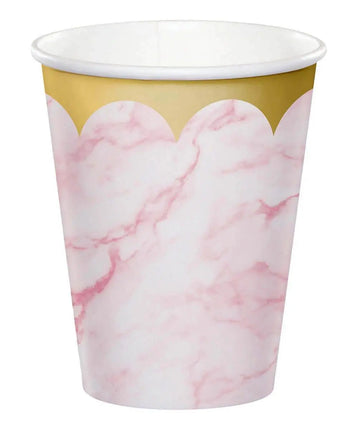 Oh Baby - 9oz Pink Marble Plastic Cups (8ct) - Party Expo