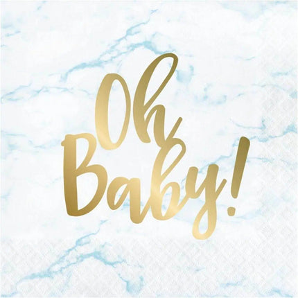 Oh Baby - Blue Marble Lunch Napkins (16ct) - Party Expo