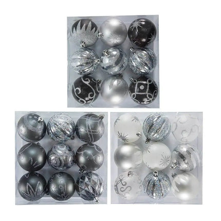 Patterned Boxed Christmas Tree Ornaments (9pcs) - Party Expo