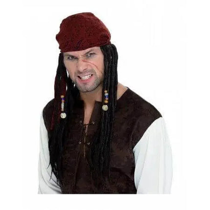 Pirate Bandana With Plaits - Brown - Party Expo