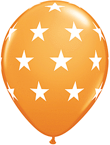 Qualatex - 11" Round Big Stars Orange Latex Balloons (5ct) Party Expo