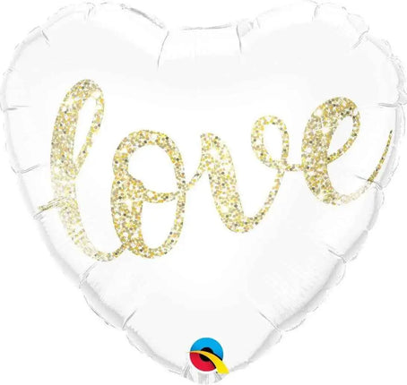 Qualatex - 18" Love Glitter Gold Mylar Balloon #76 Party Expo