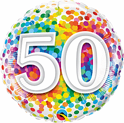 Qualatex - 18" Rainbow Confetti 50 Mylar Balloon #124 Party Expo