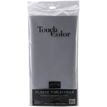 Shimmering Silver Plastic Table Cover 54x108 - Party Expo