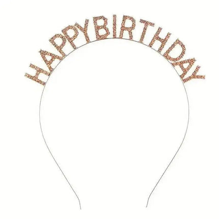 Sparkly Happy Birthday Headband - Rose Gold - Party Expo