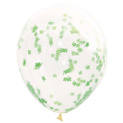 St. Patrick’s Day - 16" Clear Shamrock Confetti Latex Balloons Party Expo