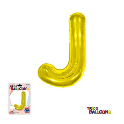 Super Shape Letter J Gold Mylar Balloon - Party Expo