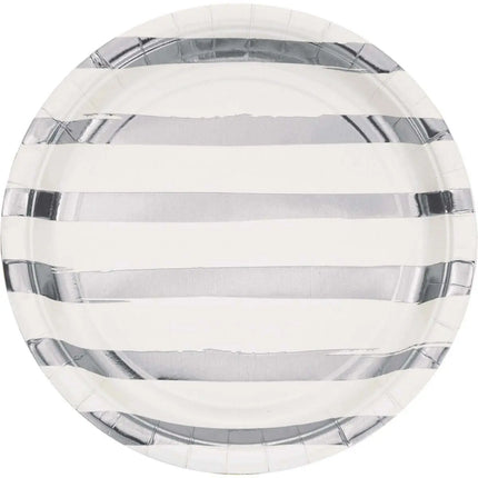 White Silver Foil 9" Plates Party Expo