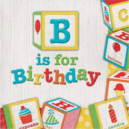 ABC Block Birthday Lunch Napkins (16ct) - Party Expo