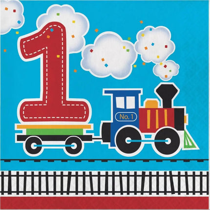 All Aboard - 1st Birthday Lunch Napkins (16ct) - Party Expo