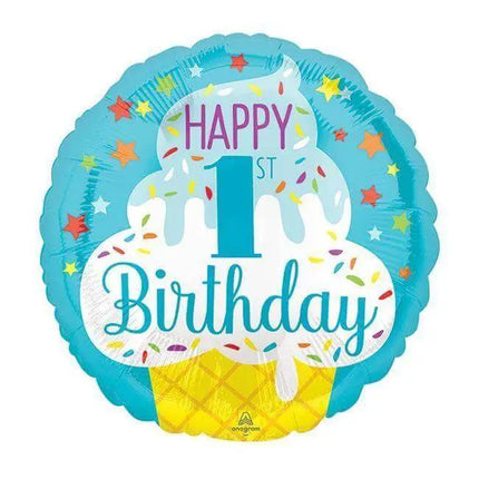 Anagram - 18" 1st Birthday Boy Ice Cream Mylar Balloon #325 Party Expo