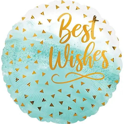 Anagram - 18" Best Wishes Gold Confetti Mylar Balloon #407 Party Expo