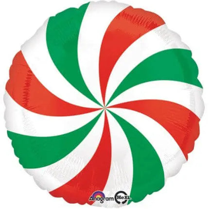Anagram - 18" Christmas Candy Cane Swirl Mylar Balloon - Red, Green, & White Party Expo